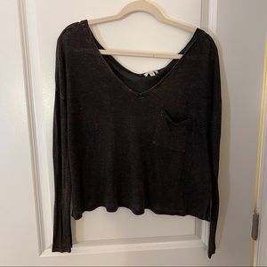 Anthropologie Silence + Noise Cropped Brown Shirt - Size M